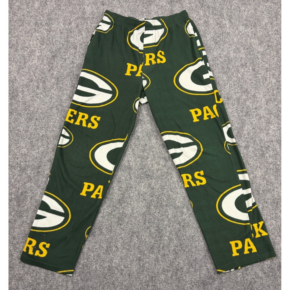 NFL Team Apparel Green Bay Packers Fleece Pajama Pants Mens Small Green All Over
